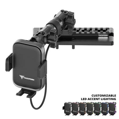 2024+ Jeep Wrangler JL & Gladiator (Not Compatible With 4xe) Tackform Assault Track Picatinny Dash Bracket With Wireless Charging Phone Mount | Driver Side