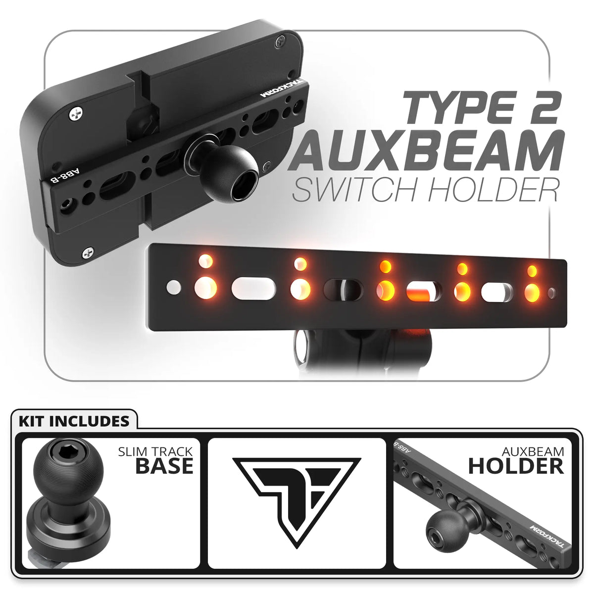 Auxbeam Holder | Slim Track Base | Choose Arm Length & Panel Type