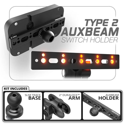 Auxbeam Holder | Slim Track Base | Choose Arm Length & Panel Type