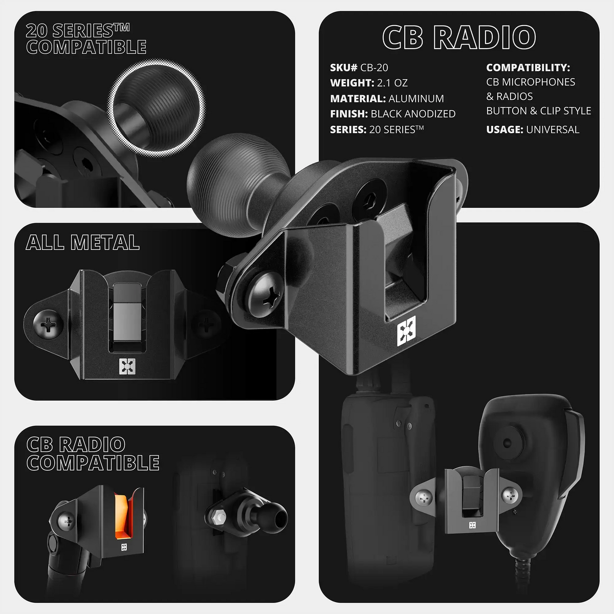 2024+ Toyota Tacoma & 2025+ Toyota 4Runner Passenger Side Grab Handle Mount with CB Radio Microphone Holder