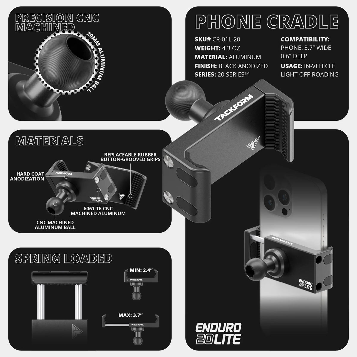 2016-2023 Toyota Tacoma & 2014-2021 Tundra LINK™ Vent Mount Bracket With 20LITE Phone Holder | Choose Your Arm Length