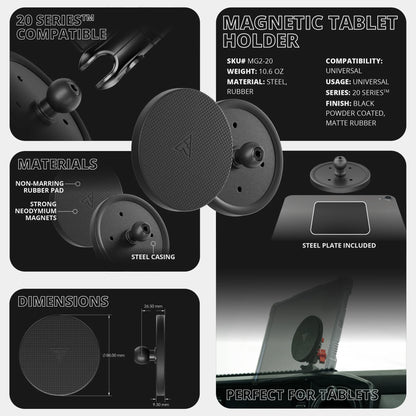Magnetic Tablet Holder | Slim Track Base | 3.5" DuraLock™ Arm
