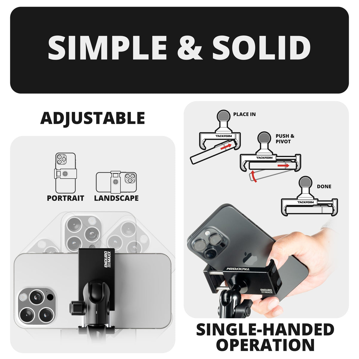 2010-2024 Toyota 4Runner Tackform Slim Track Dash Bracket With 20LITE Phone & 2-in-1 CB Microphone Mounts