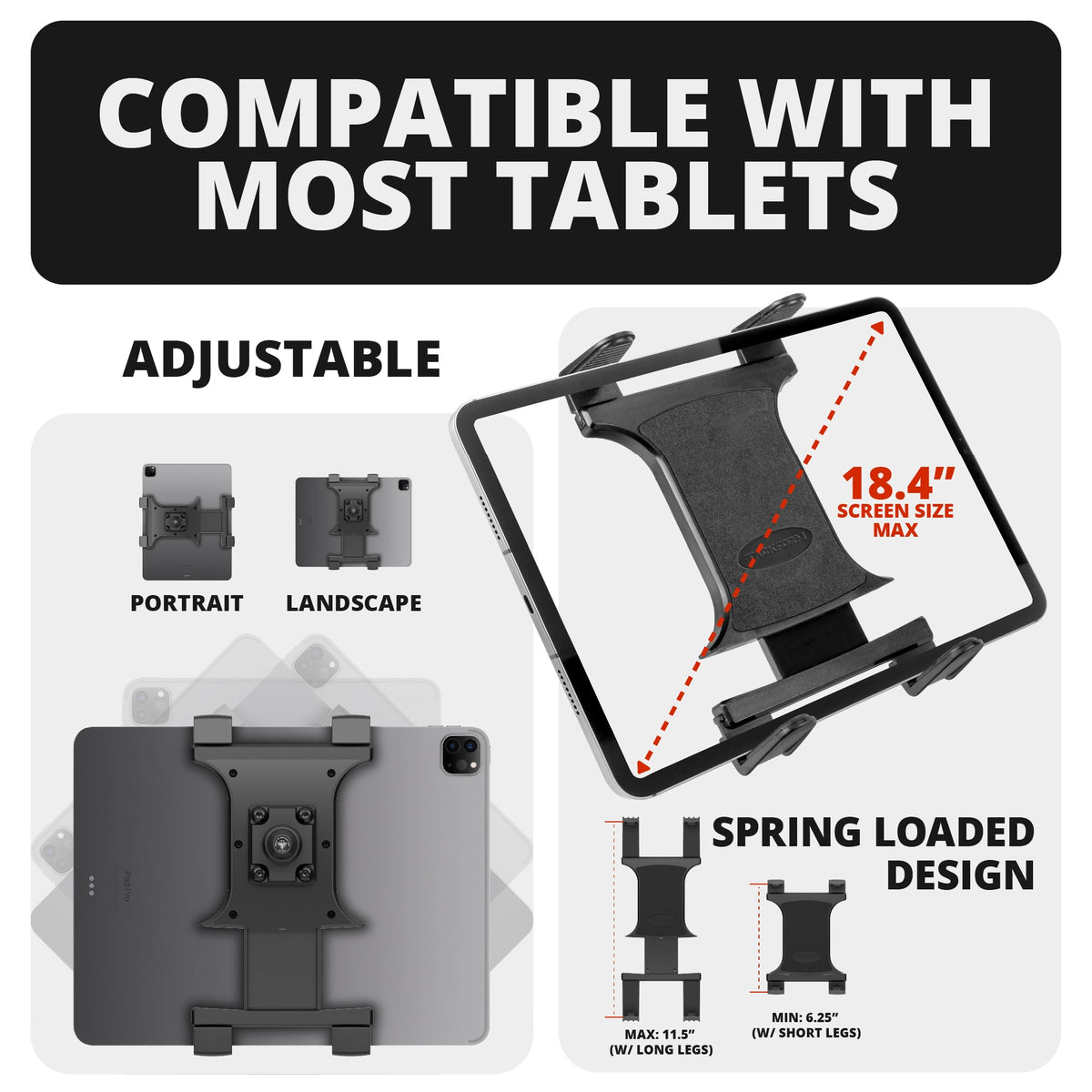 2016-2023 Toyota Tacoma Tackform Assault Track Picatinny Dash Bracket With 20LITE Phone Holder & Tablet Mount