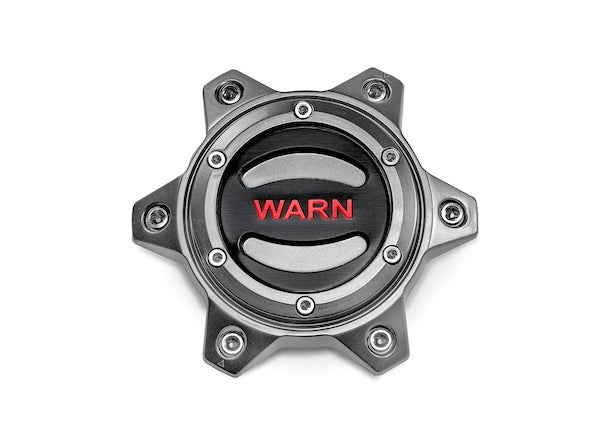 WARN 104484 6-Lug Epic Wheel Center Cap, Gunmetal Gray with Red Logo