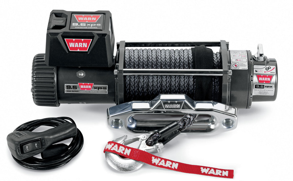 WARN 87310 9.5XP-S 9,500 lb 12V Winch with Synthetic Rope and Hawse Fairlead