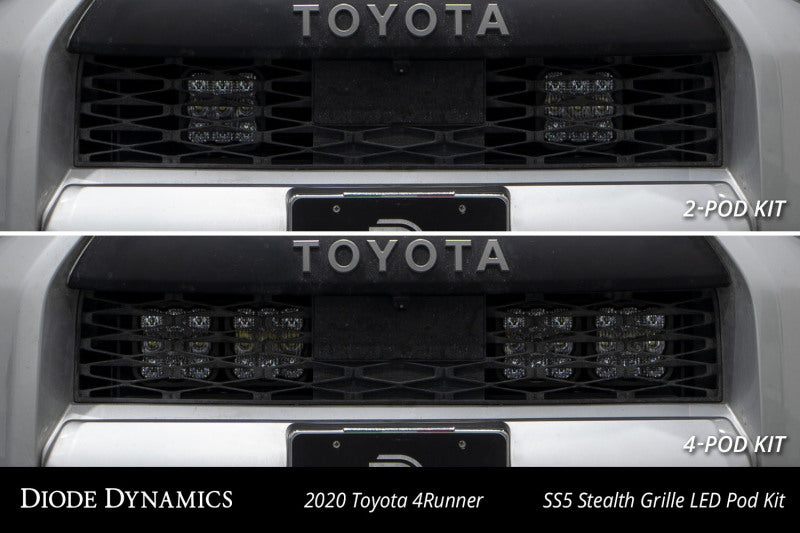 Diode Dynamics DD7537 SS5 Stealth Grille LED 2-Pod Kit for 2014-2024 Toyota 4Runner, Yellow Pro Combo