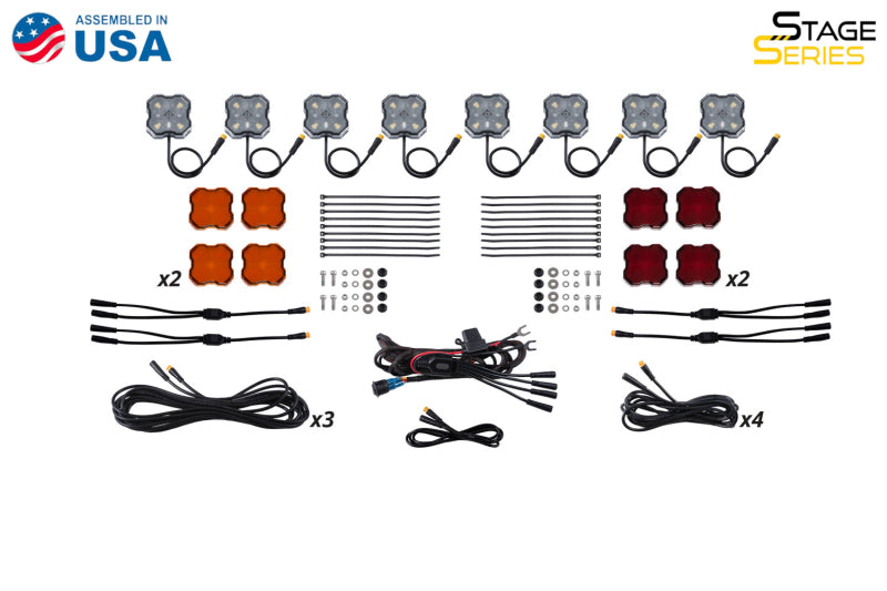 Diode Dynamics Stage Series RGBW LED Rock Light Installer Kit, 8-Pack, Part DD7744C