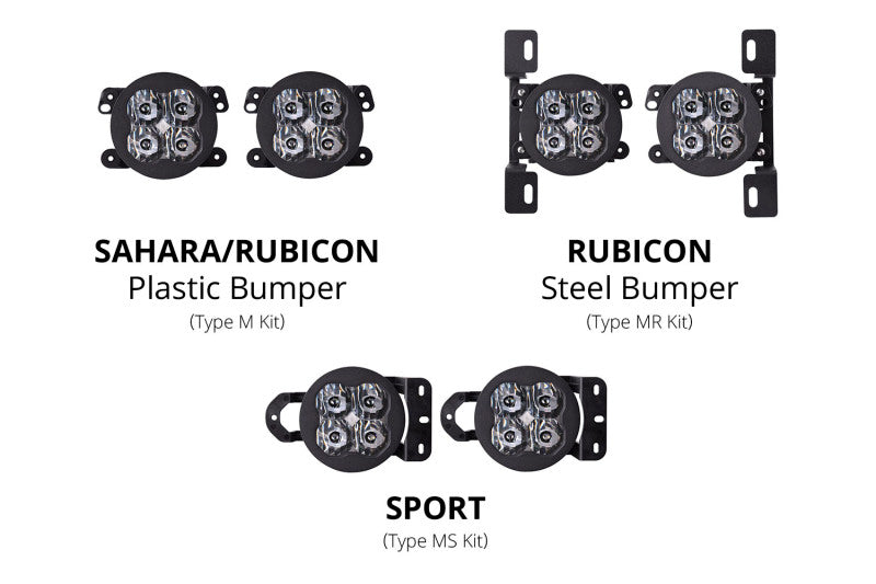 Diode Dynamics SS3 Pro Type MS Fog Light Bracket Kit DD7064 with Amber Backlight for 2018-2019 Jeep Wrangler