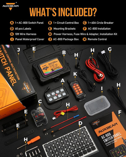 AC Series 8 Gang (AC-800) RGB Switch Panel with APP&Remote Control, Toggle/ Momentary/ Pulsed Mode Supported(One-Side Output)