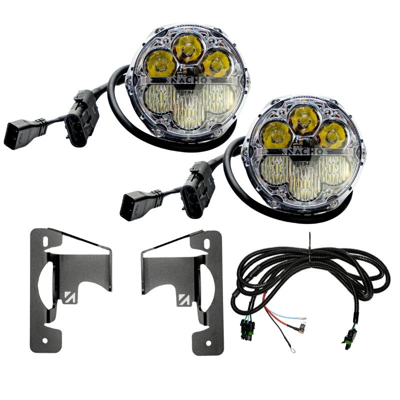 Nacho Offroad Technology V3JW2KWSM Jeep JL/JT SAE Combo White Plug-and-Play Fog Light Kit for 3-Piece Bumpers