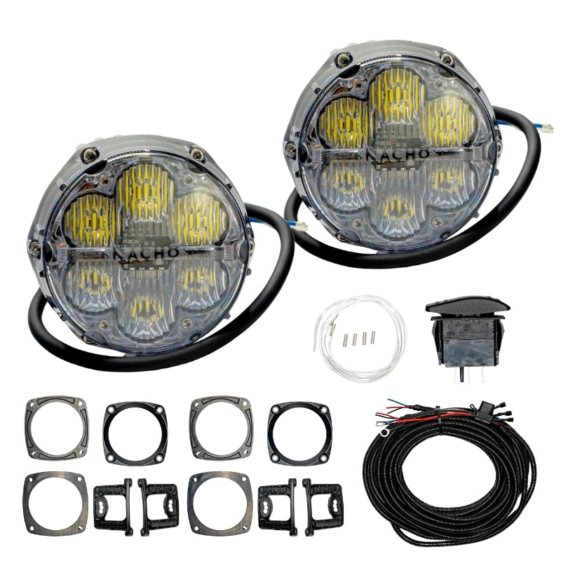 Nacho Offroad Technology Universal Reverse Mount Kit with White Quatro Flood Lights V3FM1
