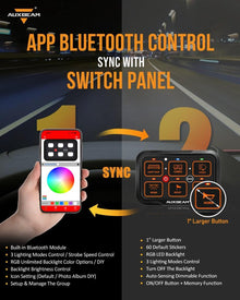 AR Series 6 Gang (AR-600) RGB Switch Panel with APP, Toggle/ Momentary/ Pulsed Mode Supported (One-Side Output))