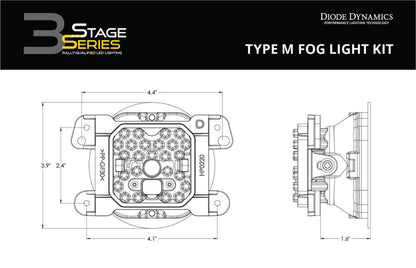 Diode Dynamics SS3 Pro Type M Fog Light Bracket Kit with Amber Backlight, Yellow SAE Fog Beam – DD7048