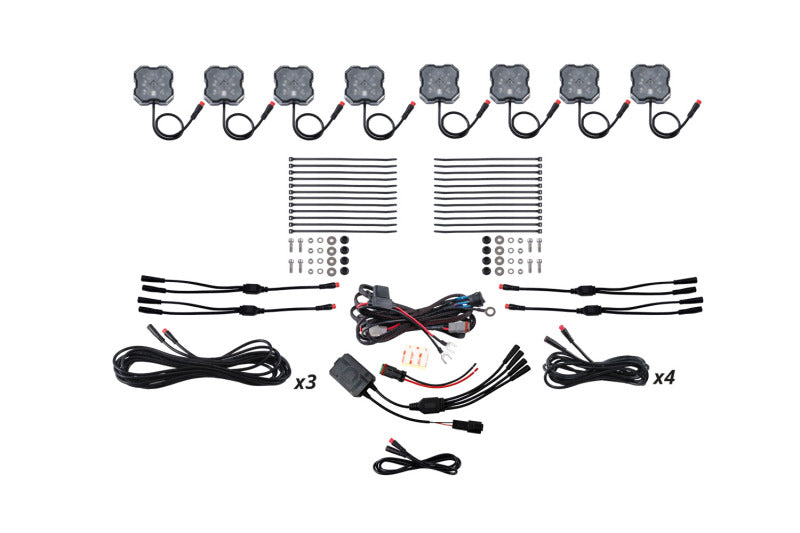 Diode Dynamics Stage Series RGBW LED Rock Light Installer Kit, 8-Pack, Part DD7744C