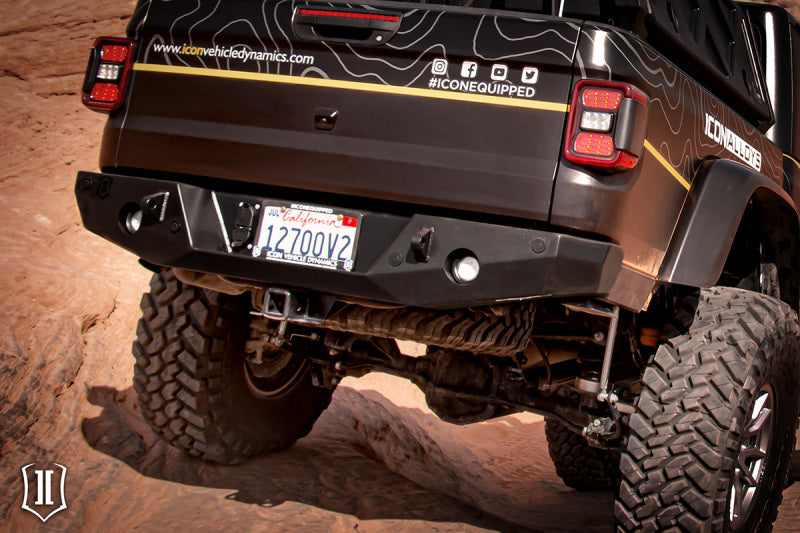 ICON Impact PRO Series Rear Bumper for 2020+ Jeep Gladiator JT, Part 25166