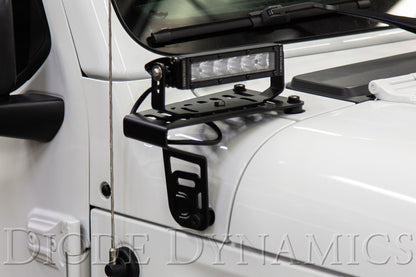 Diode Dynamics DD6094 SS6 Cowl LED Bracket Kit for 2018-2021 Jeep JL Wrangler and Gladiator, Amber Driving