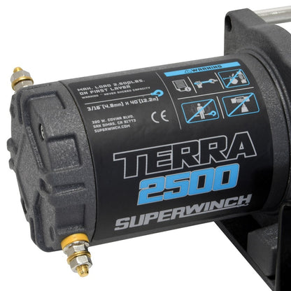 Superwinch Terra 2500 Winch with 3/16-Inch x 40-Foot Steel Rope, 12V DC, Part Number 1125260