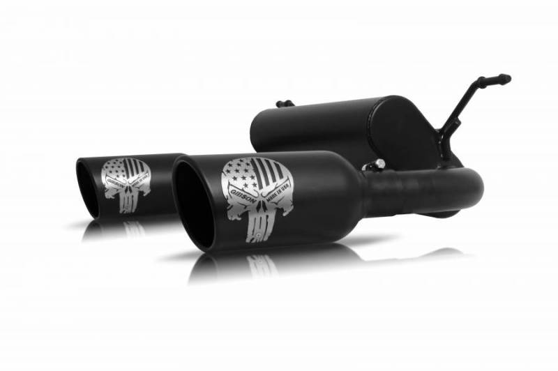 Gibson 76-0038 Patriot Skull Cat-Back Dual Exhaust System for 2018-2022 Jeep Wrangler 3.6L, Black Ceramic