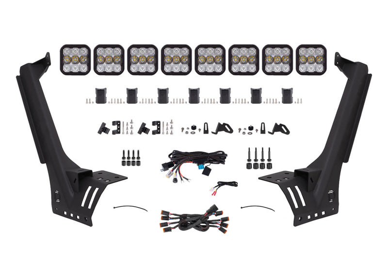 Diode Dynamics DD7262 SS5 Pro CrossLink Windshield Lightbar Kit for 2018-2021 Jeep JL Wrangler, White Combo