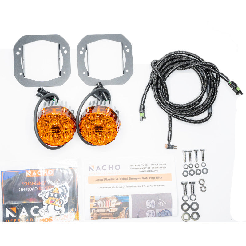 Nacho Offroad Technology V3JW1KASO Jeep JL/JT Plug-and-Play SAE Amber Fog Light Kit