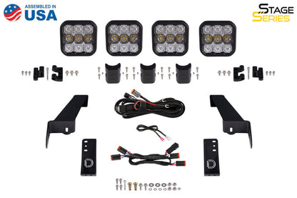 Diode Dynamics DD6827 Jeep JL Wrangler SS5 4-Pod CrossLink Grille Lightbar Kit, Yellow Combo