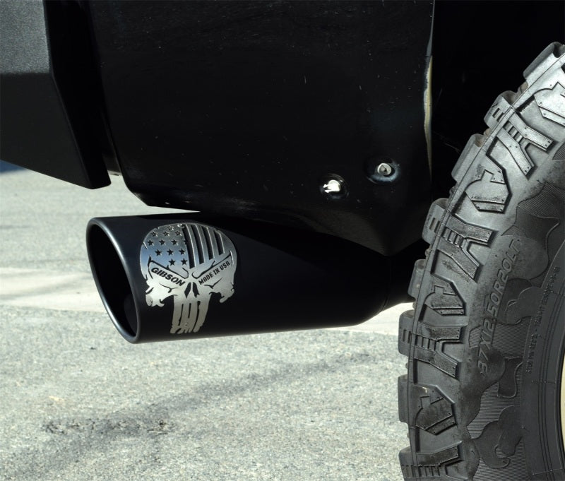 Gibson 76-0038 Patriot Skull Cat-Back Dual Exhaust System for 2018-2022 Jeep Wrangler 3.6L, Black Ceramic