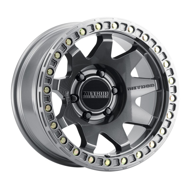 Method Wheels MR108 17-Inch Beadlock Wheel, 9-Inch Width, -44mm Offset, 6x5.5 Bolt Pattern, Gloss Titanium