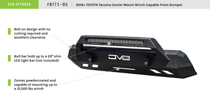 DV8 Offroad FBTT1-05 Center Mount Front Bumper for 2016-2023 Toyota Tacoma