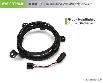 DV8 Offroad BCABJL-01 7-Inch Headlight Adapter Kit for 2018+ Jeep Wrangler JL and Gladiator JT
