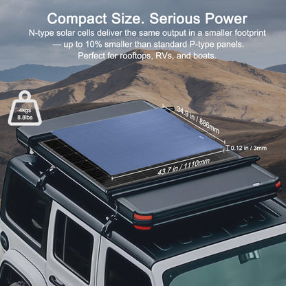 Lensun 200W Flexible Solar Panel, Advanced N-type solar cells 25% efficiency
