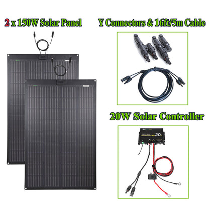 Lensun 300W(2x150w) Flexible Solar Panel Roof Tent Mounted